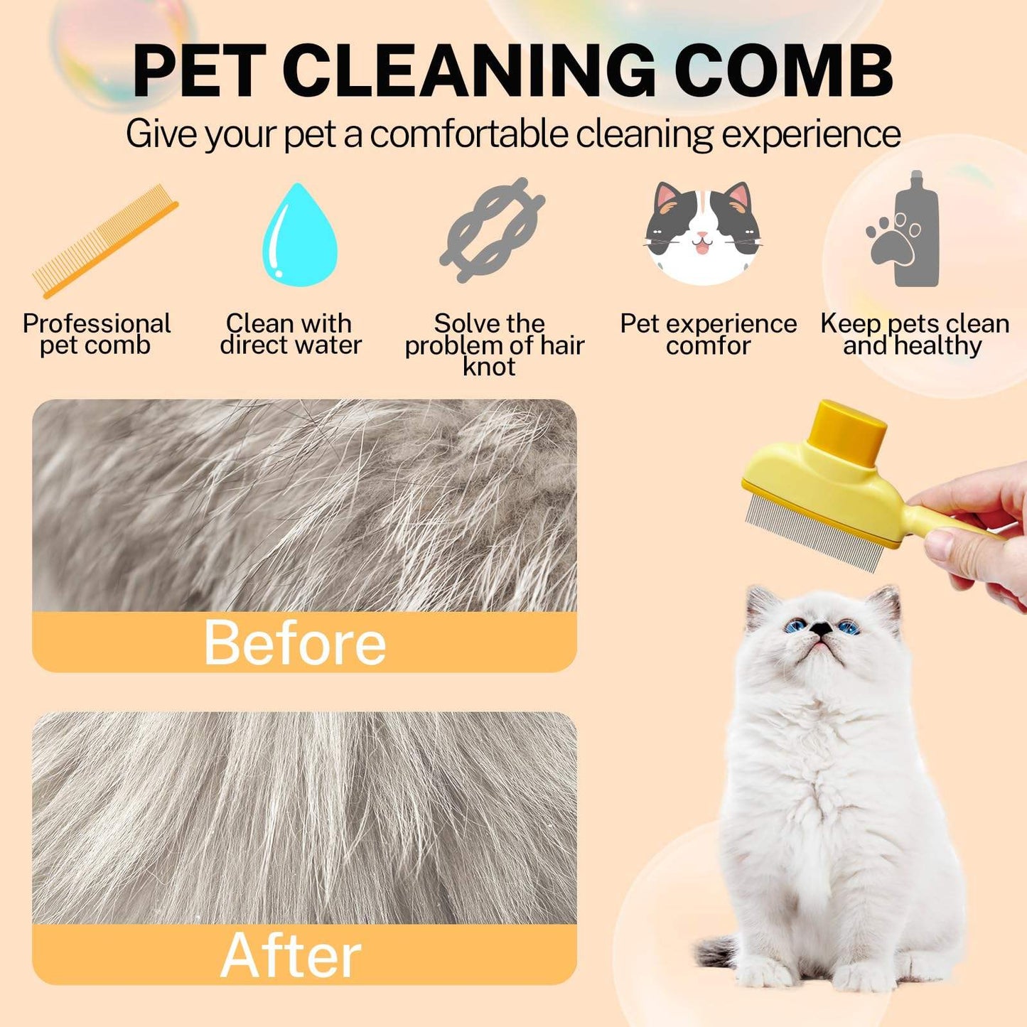 Self-Cleaning Flea Comb for Cats & Dogs