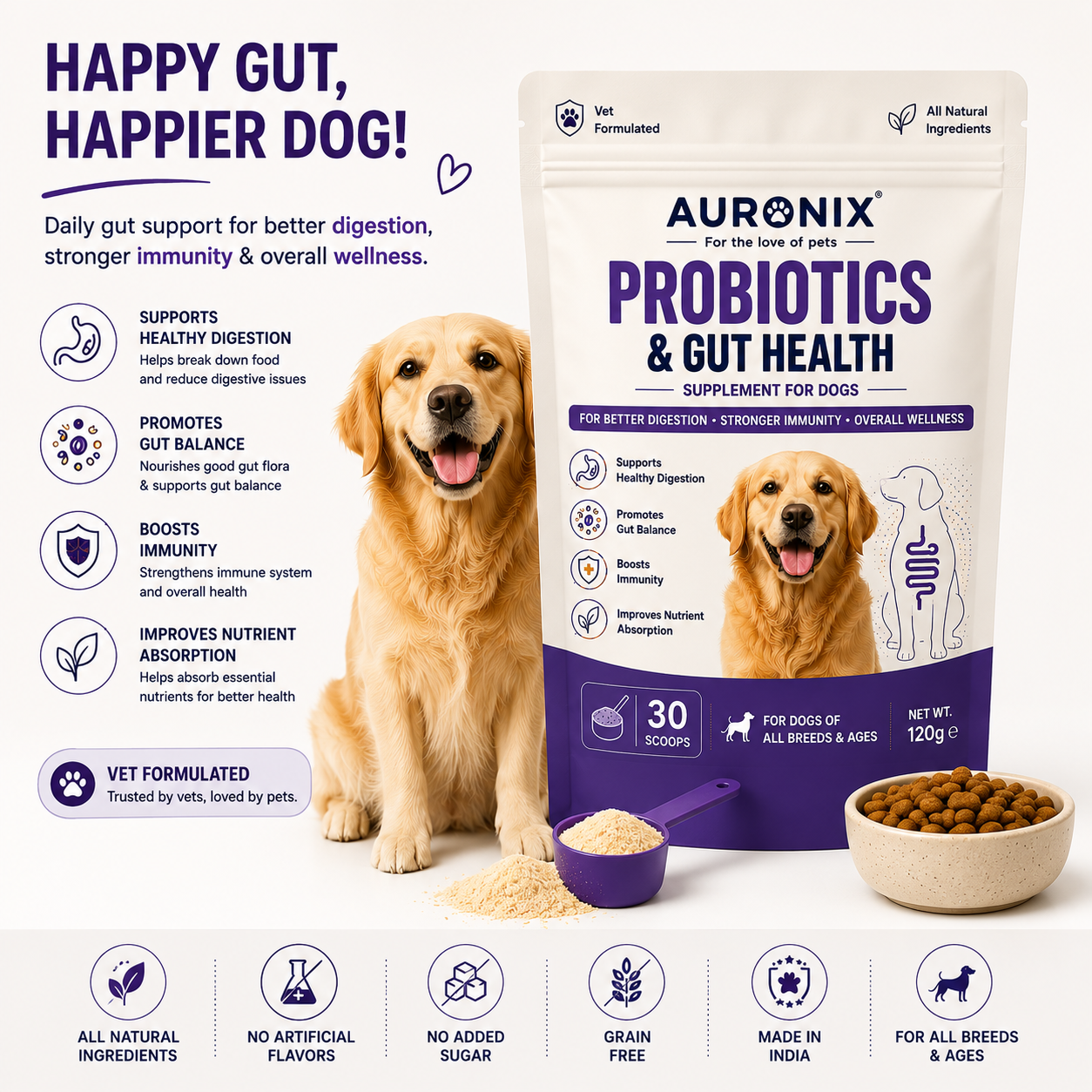 Auronix Probiotics & Gut Health For Dogs