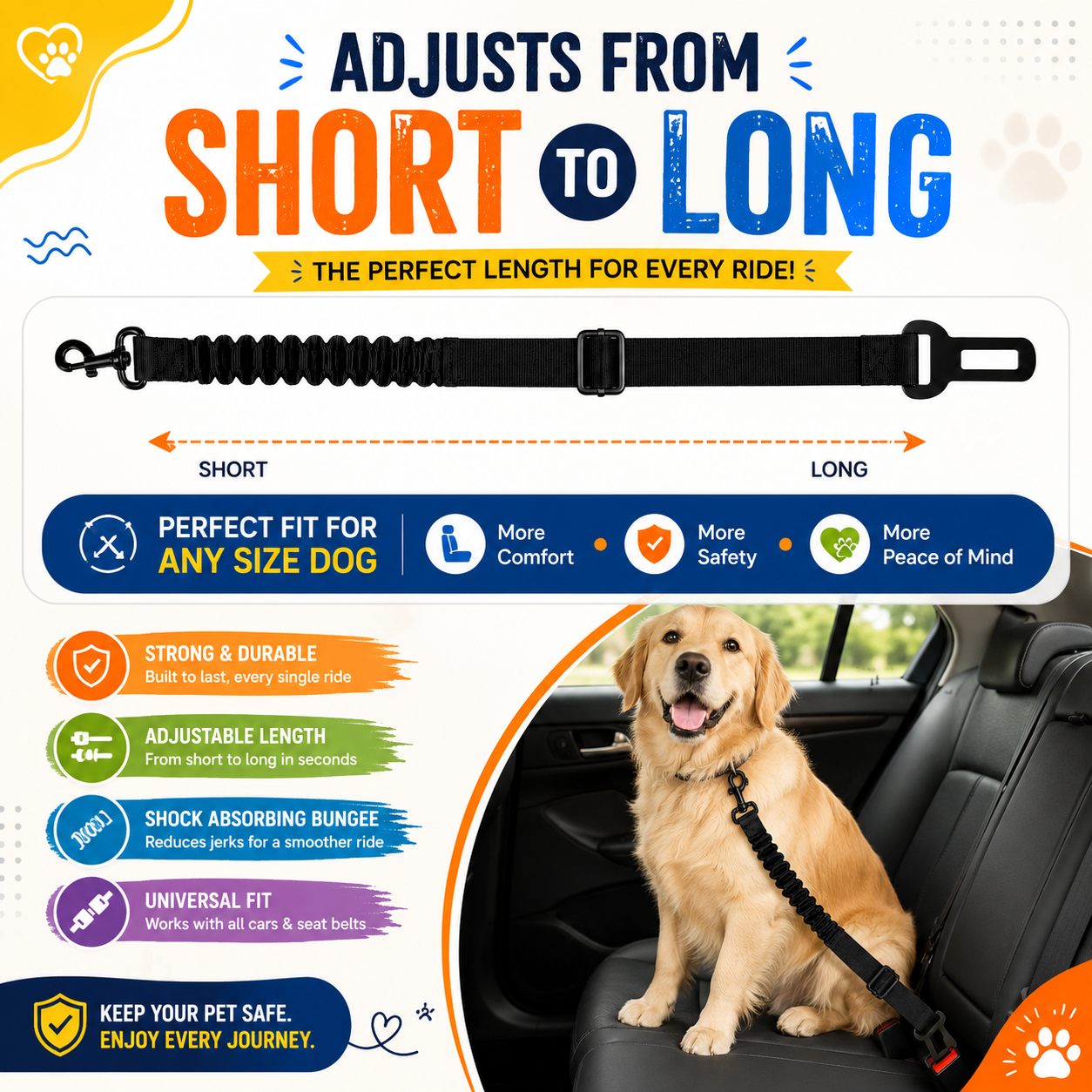 Shock Absorption Dog Car Safety Belt