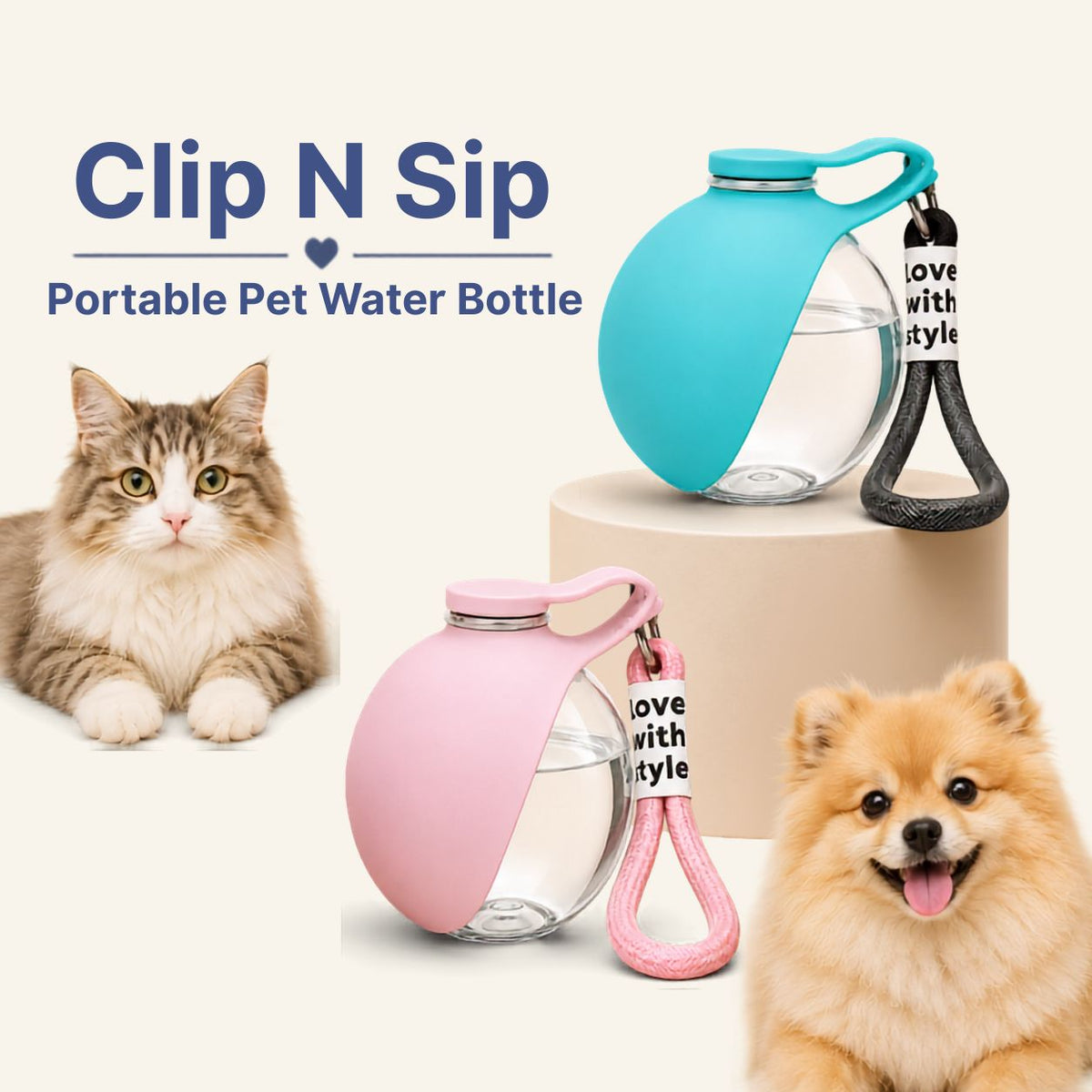 Clip N Sip – Portable Pet Water Bottle for Dogs & Cats